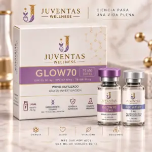 Glow70 70 mg – GHK-Cu 50 mg, BPC-157 10 mg, TB-500 10 mg – Juventas Wellness